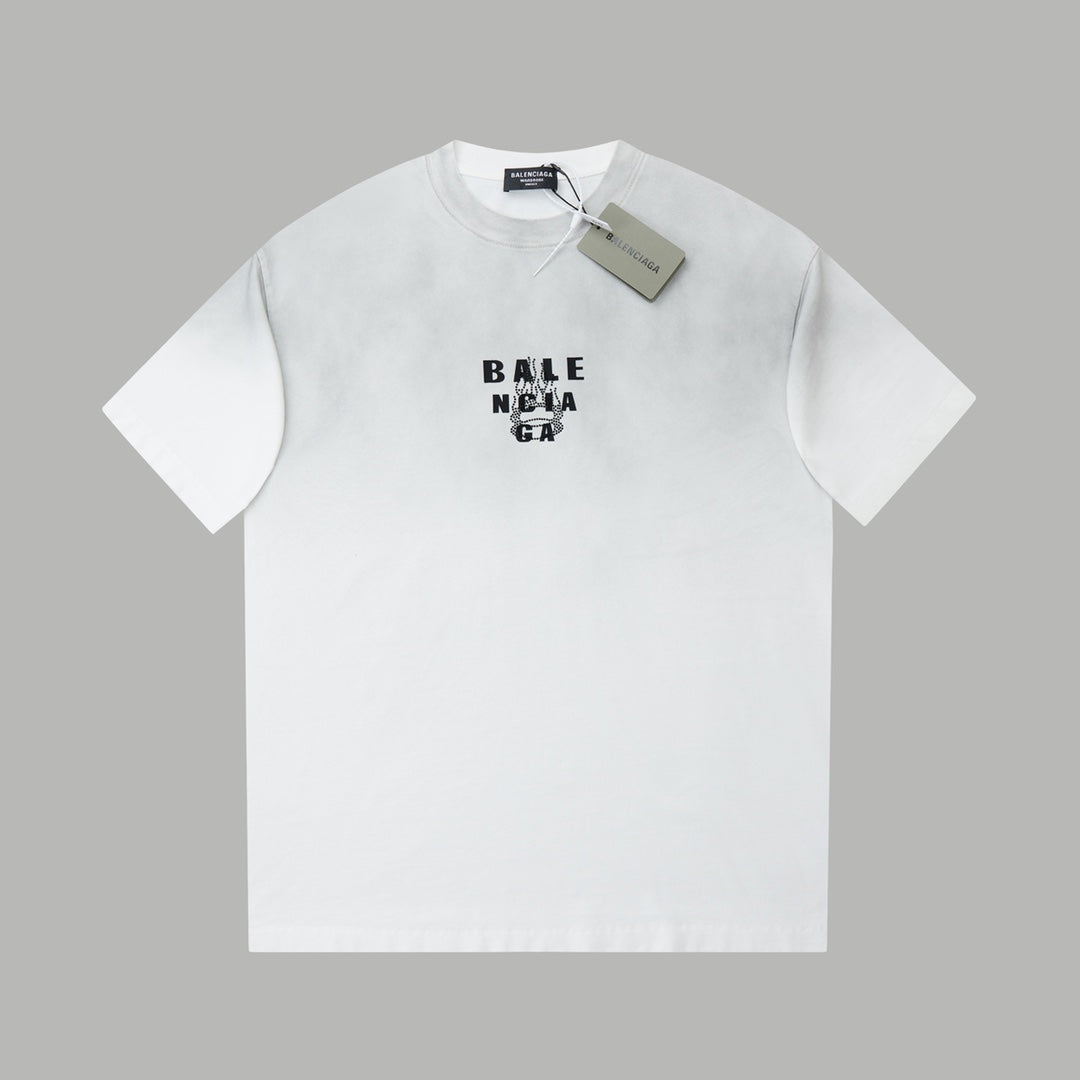 260106 New high-quality letter-shaped rhinestone washed and aged T-shirt