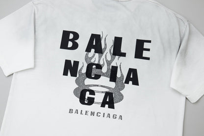 260106 New high-quality letter-shaped rhinestone washed and aged T-shirt