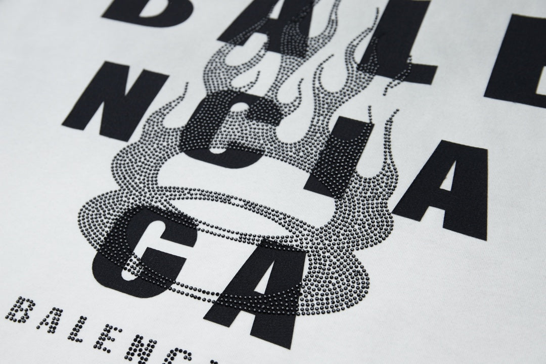 260106 New high-quality letter-shaped rhinestone washed and aged T-shirt