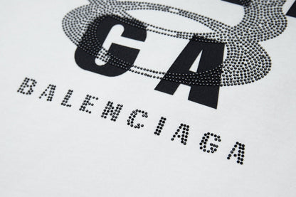 260106 New high-quality letter-shaped rhinestone washed and aged T-shirt