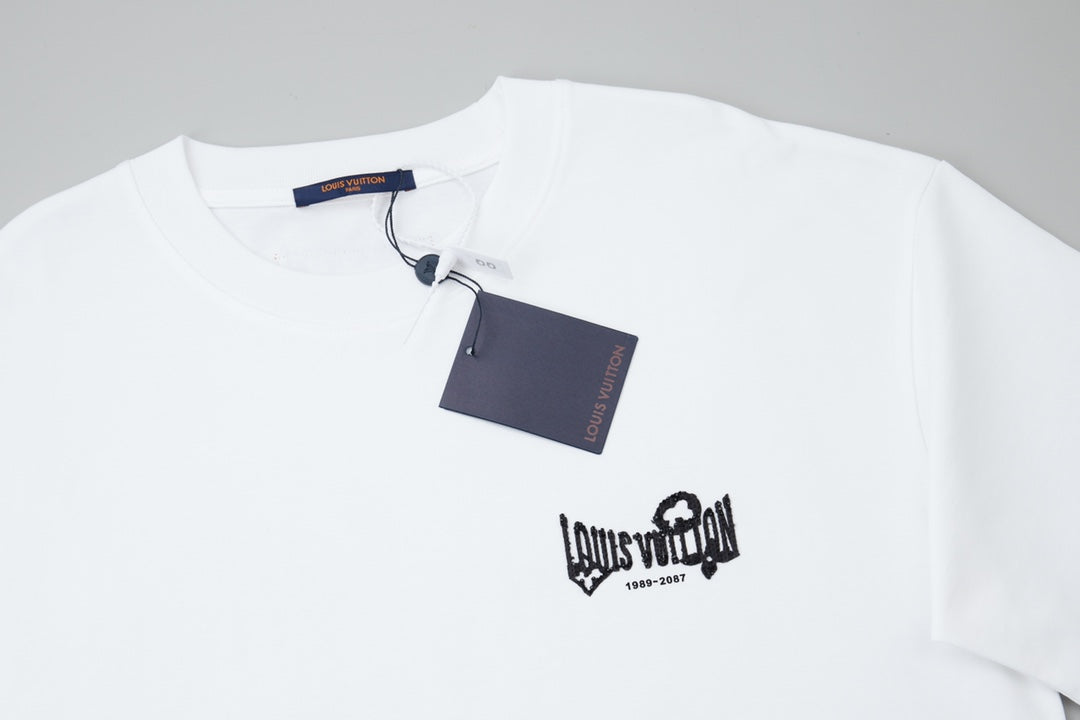 260106 New high-quality letter towel fabric hot diamond T-shirt