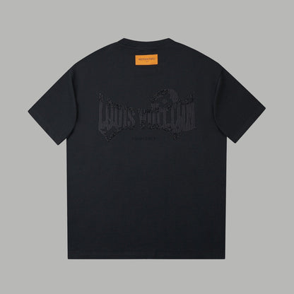 260106 New high-quality letter towel fabric hot diamond T-shirt