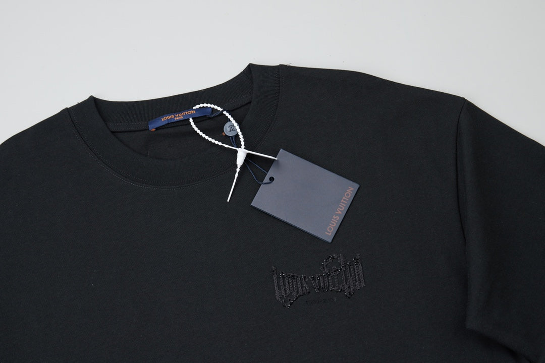 260106 New high-quality letter towel fabric hot diamond T-shirt
