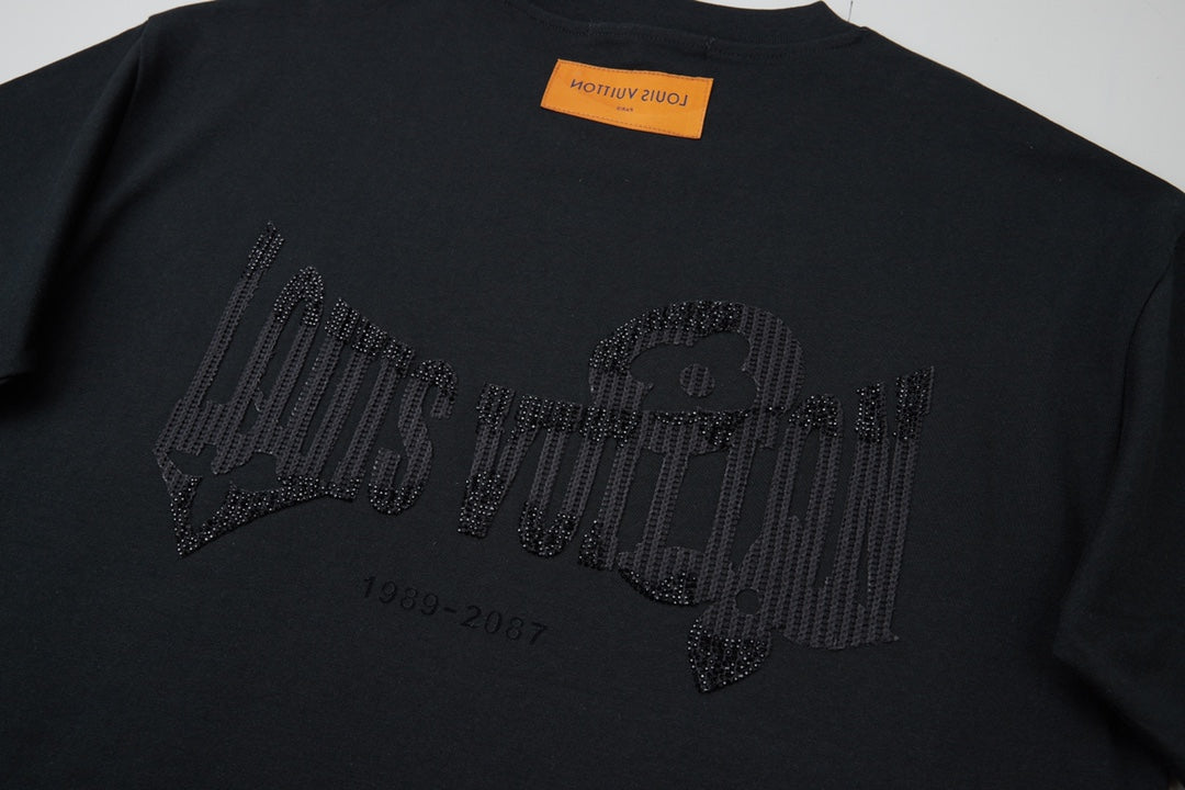 260106 New high-quality letter towel fabric hot diamond T-shirt