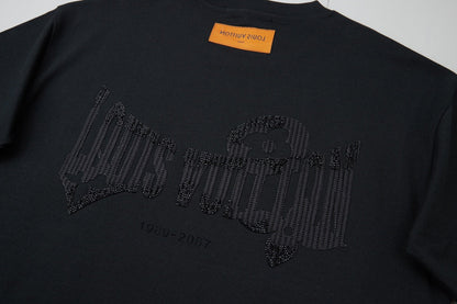 260106 New high-quality letter towel fabric hot diamond T-shirt