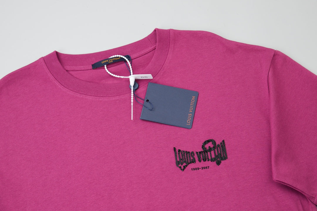 260106 New high-quality letter towel fabric hot diamond T-shirt