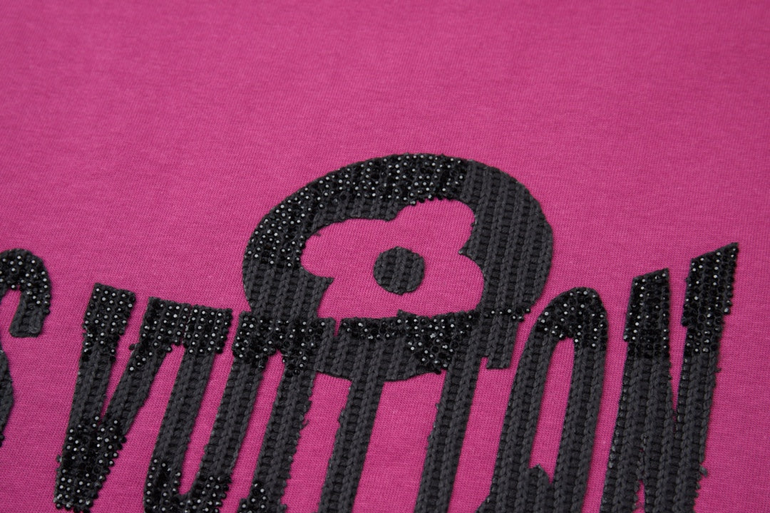260106 New high-quality letter towel fabric hot diamond T-shirt