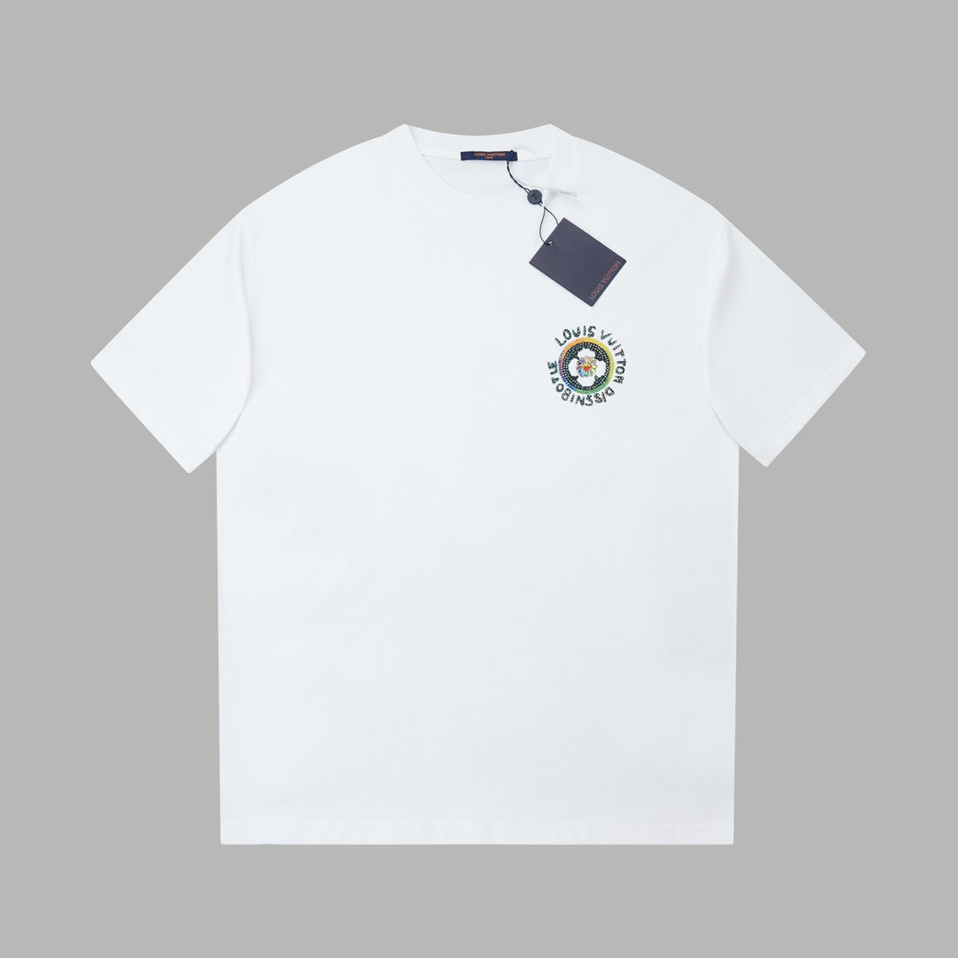 260106 New high-quality sunflower-patterned diamond T-shirt