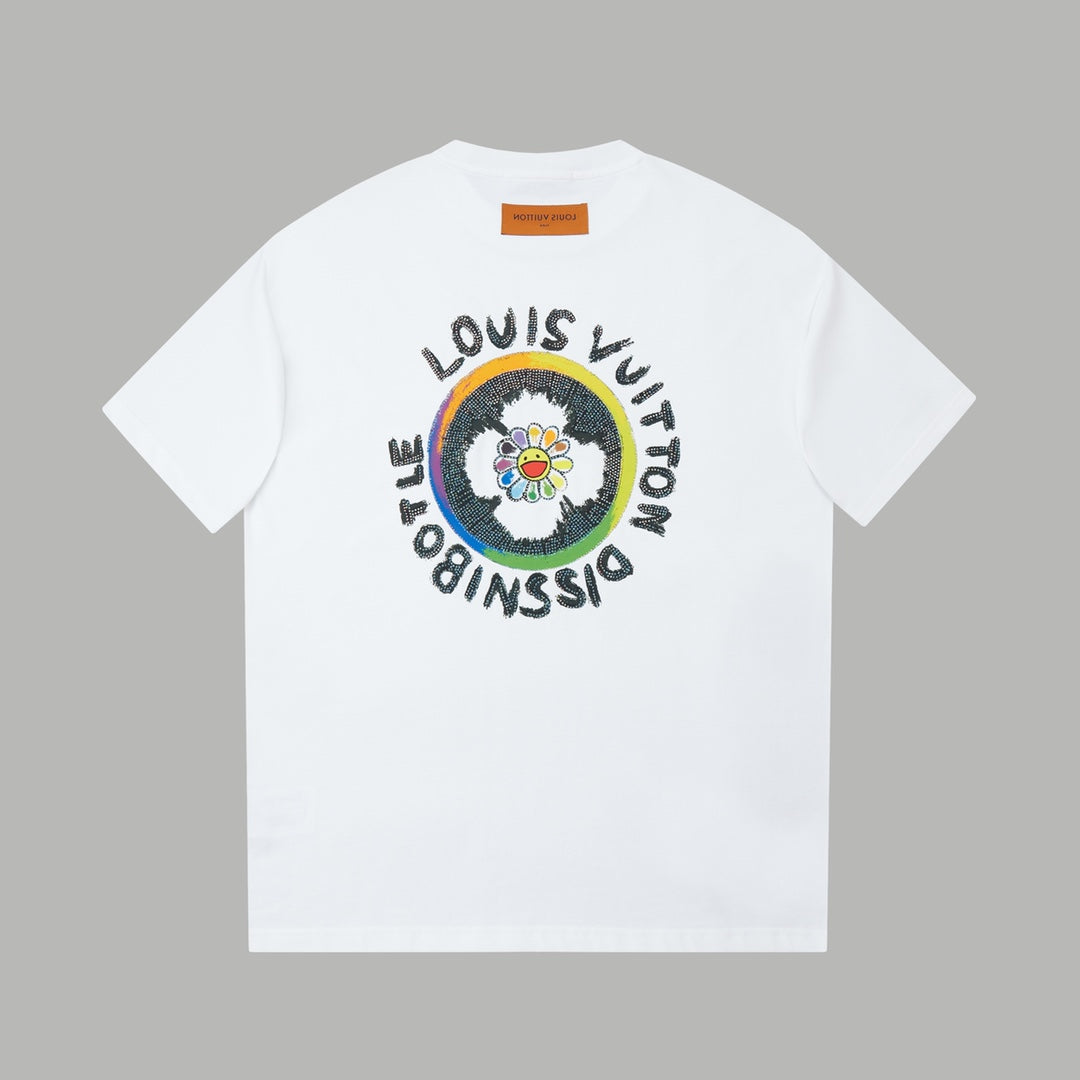 260106 New high-quality sunflower-patterned diamond T-shirt