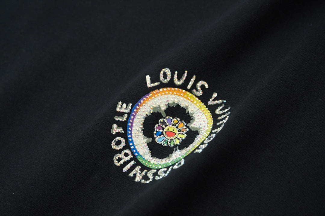 260106 New high-quality sunflower-patterned diamond T-shirt