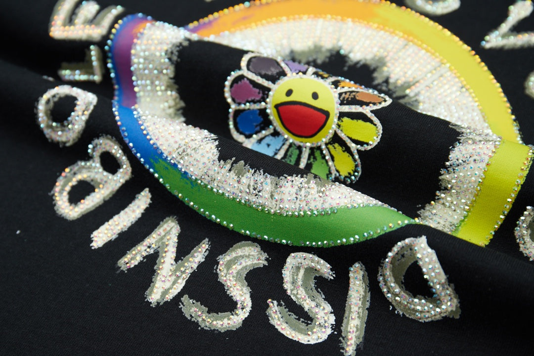 260106 New high-quality sunflower-patterned diamond T-shirt