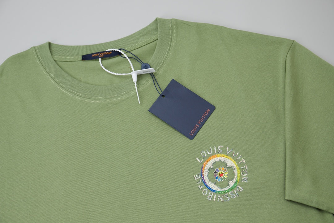 260106 New high-quality sunflower-patterned diamond T-shirt