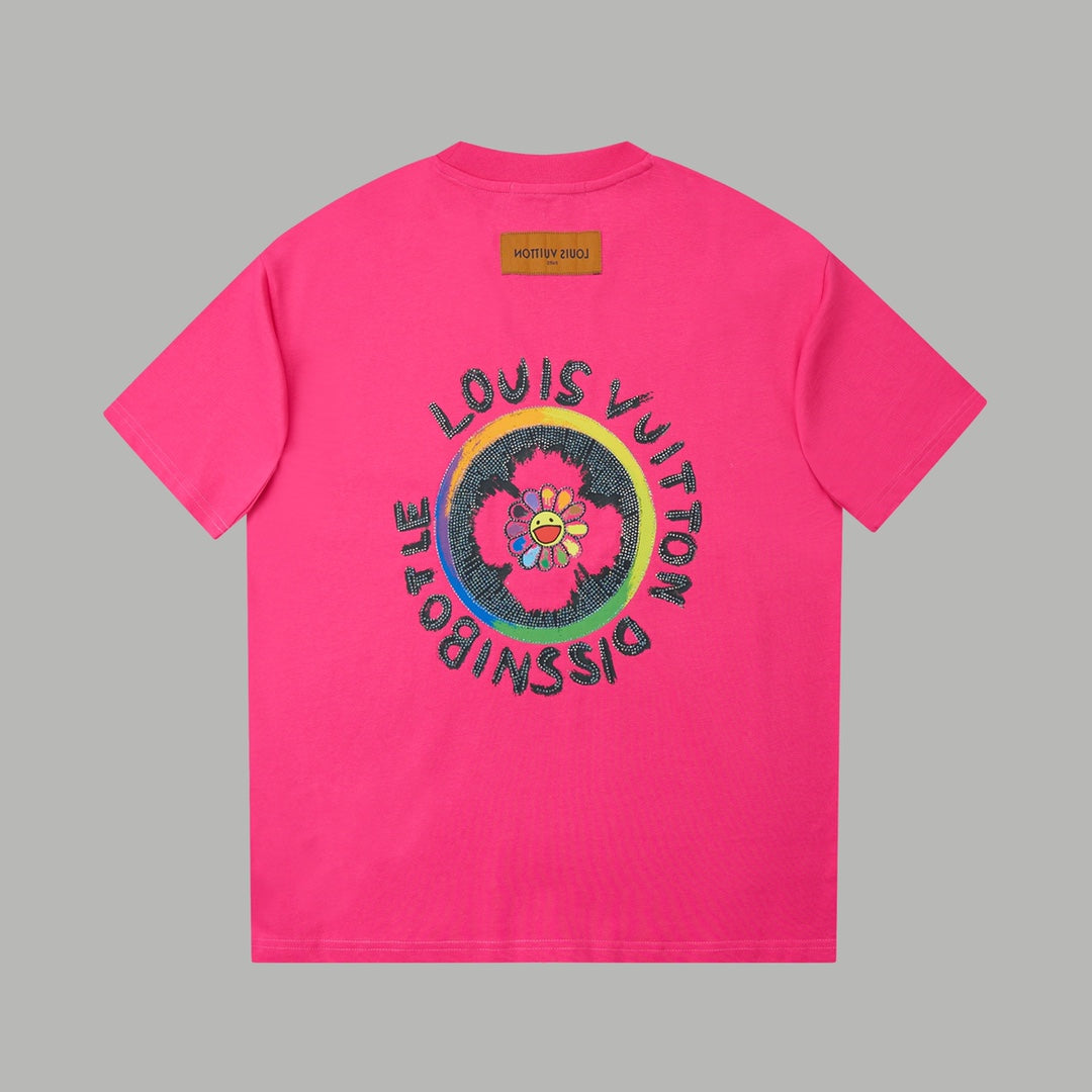 260106 New high-quality sunflower-patterned diamond T-shirt