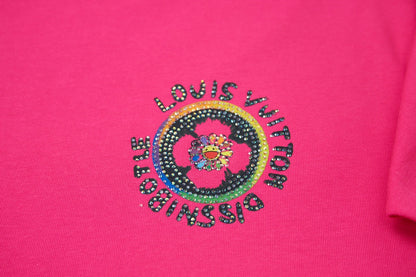 260106 New high-quality sunflower-patterned diamond T-shirt