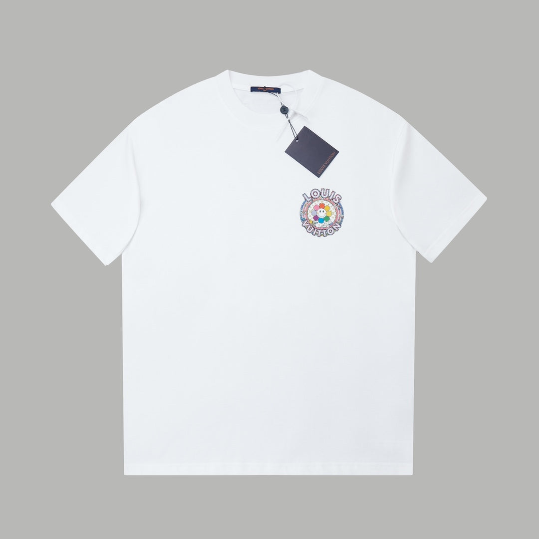 260106 New high-quality sunflower-patterned diamond T-shirt