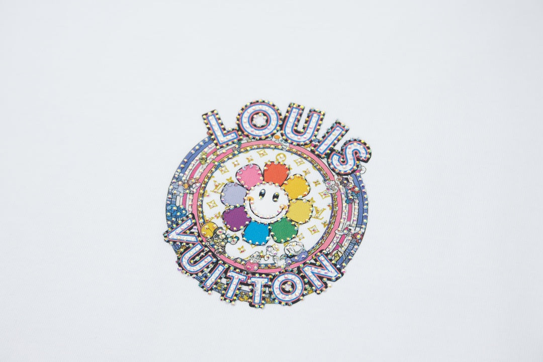 260106 New high-quality sunflower-patterned diamond T-shirt