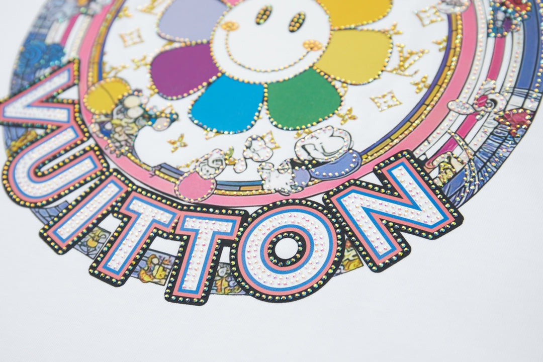 260106 New high-quality sunflower-patterned diamond T-shirt
