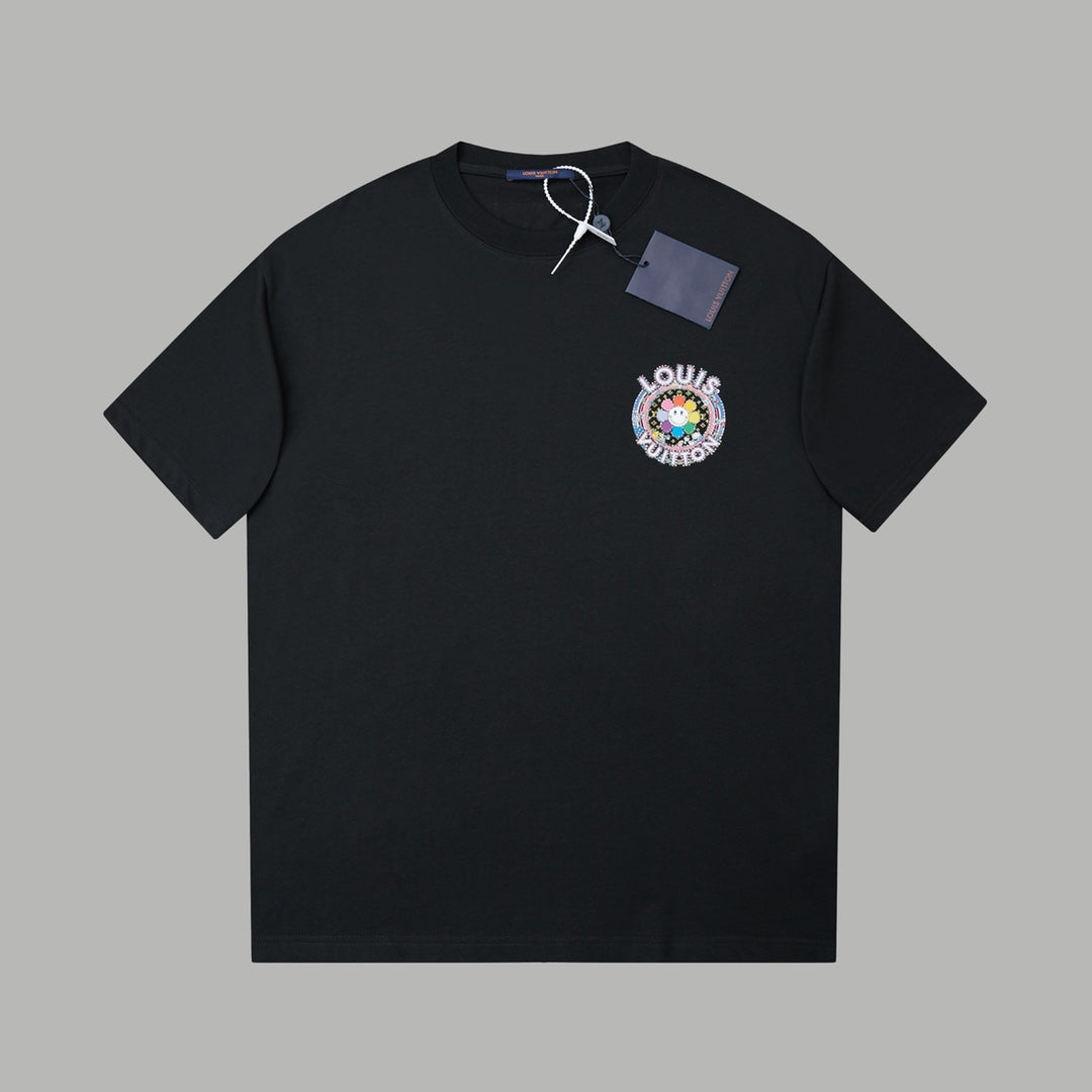 260106 New high-quality sunflower-patterned diamond T-shirt