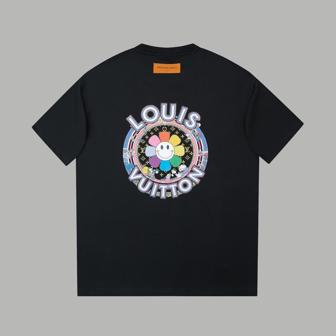 260106 New high-quality sunflower-patterned diamond T-shirt