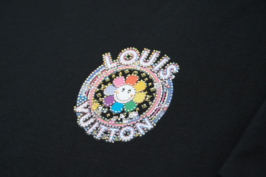 260106 New high-quality sunflower-patterned diamond T-shirt
