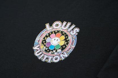 260106 New high-quality sunflower-patterned diamond T-shirt