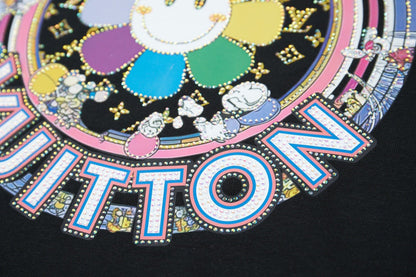 260106 New high-quality sunflower-patterned diamond T-shirt