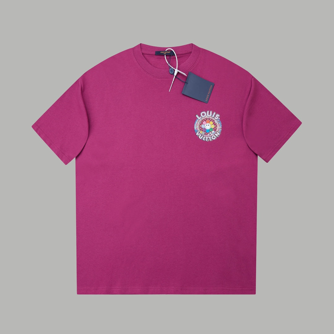 260106 New high-quality sunflower-patterned diamond T-shirt