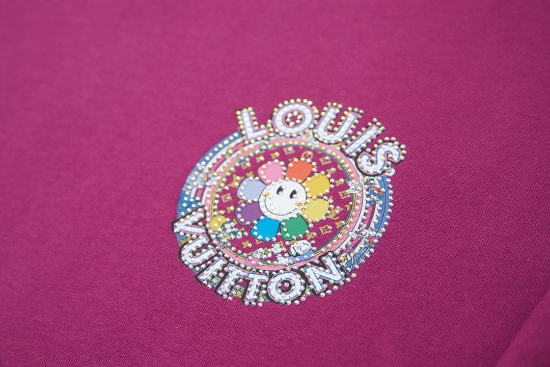 260106 New high-quality sunflower-patterned diamond T-shirt