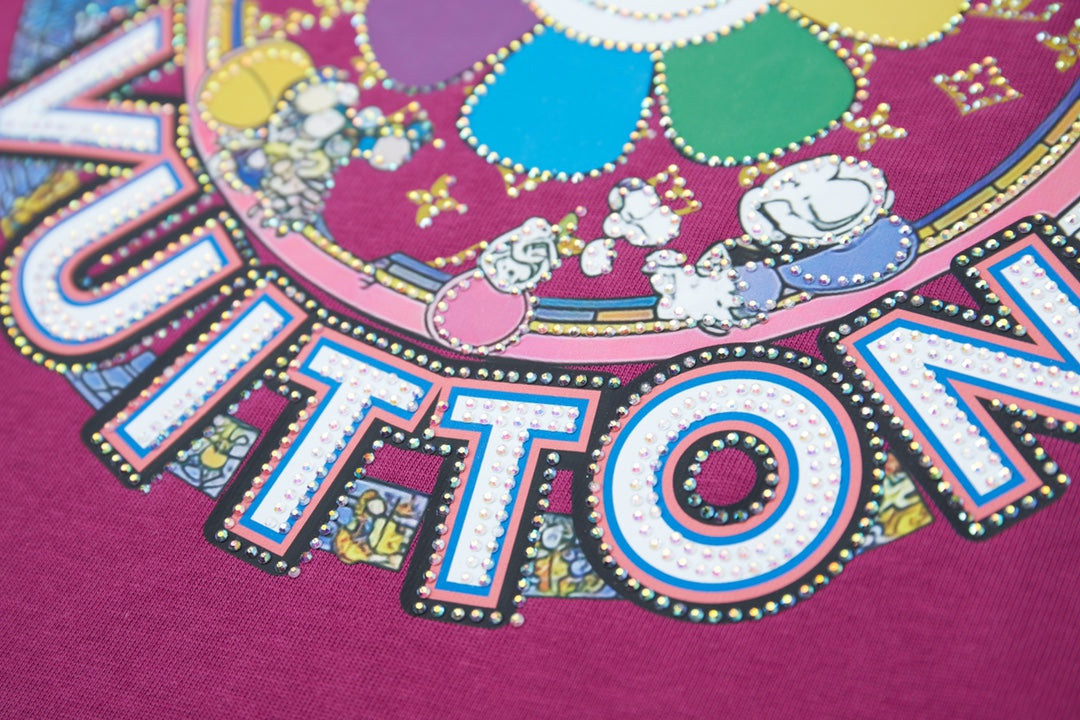 260106 New high-quality sunflower-patterned diamond T-shirt
