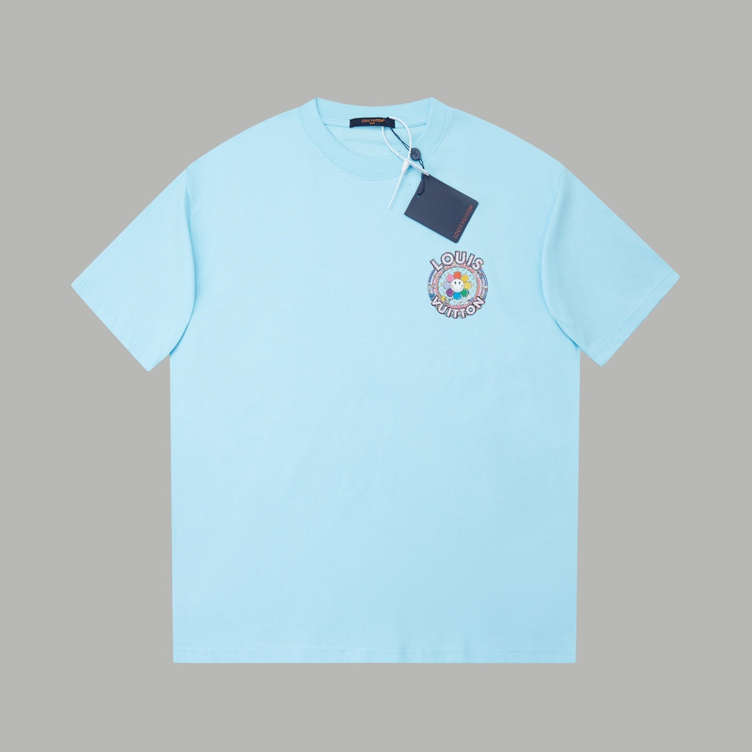 260106 New high-quality sunflower-patterned diamond T-shirt