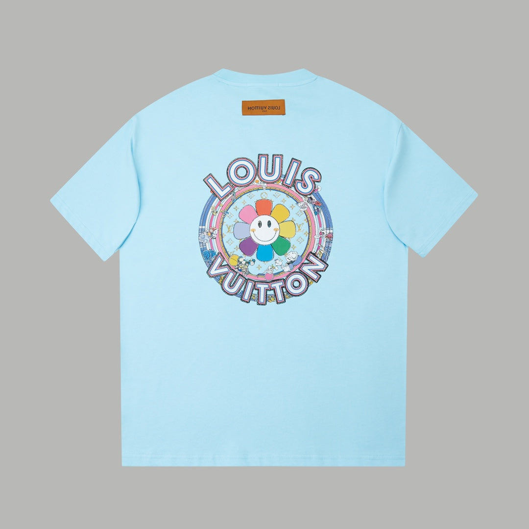 260106 New high-quality sunflower-patterned diamond T-shirt