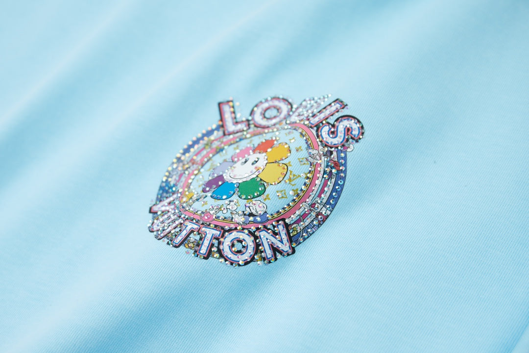 260106 New high-quality sunflower-patterned diamond T-shirt
