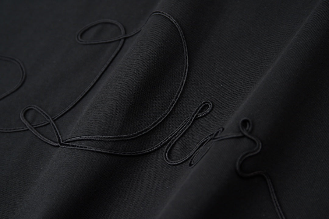 260106 New high-quality embroidered logo icon printed T-shirt