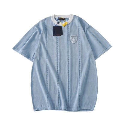 260106 New high-quality badge jacquard knitted T-shirt