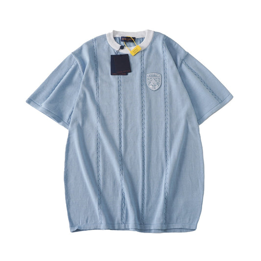 260106 New high-quality badge jacquard knitted T-shirt