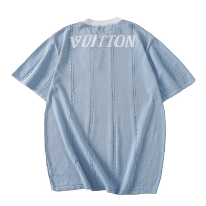 260106 New high-quality badge jacquard knitted T-shirt
