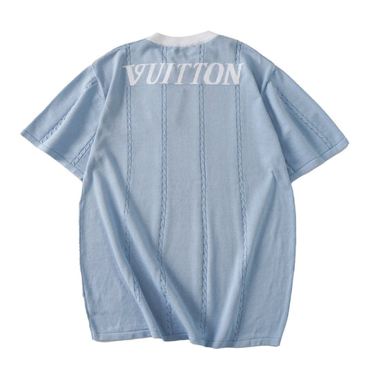 260106 New high-quality badge jacquard knitted T-shirt