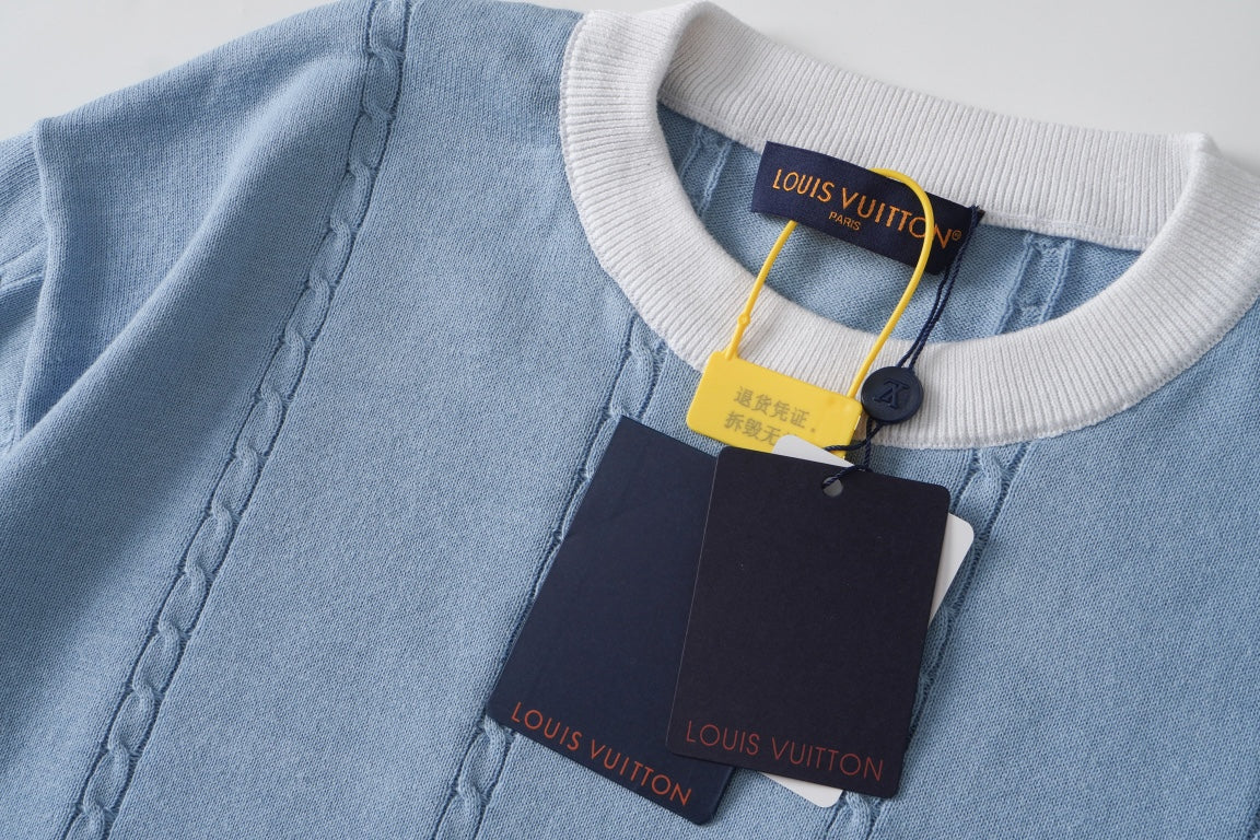 260106 New high-quality badge jacquard knitted T-shirt