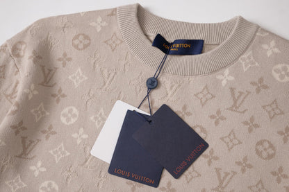 260106 New high-quality full-print jacquard knitted T-shirt