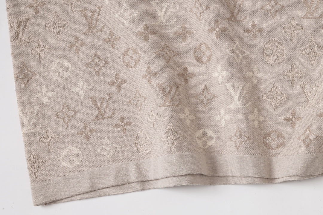 260106 New high-quality full-print jacquard knitted T-shirt