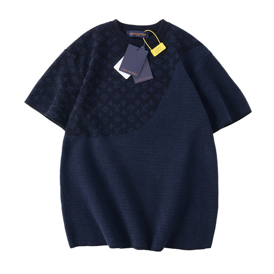 260106 New high-quality patchwork jacquard woolen T-shirt