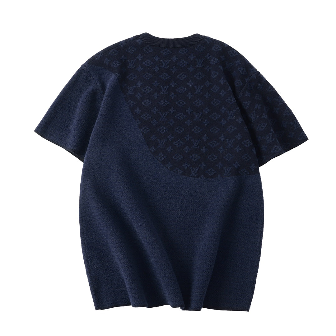 260106 New high-quality patchwork jacquard woolen T-shirt