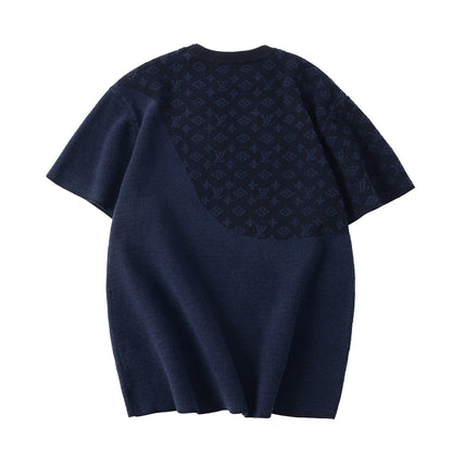 260106 New high-quality patchwork jacquard woolen T-shirt