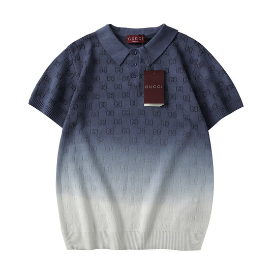 260106 New high-quality gradient lapel Polo short-sleeved knit POLO