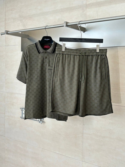 260106 New high-quality full-print plain knitted jacquard suit shorts