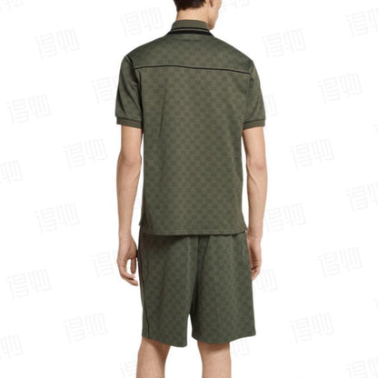 260106 New high-quality full-print plain weave jacquard suit T-shirt