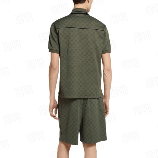 260106 New high-quality full-print plain weave jacquard suit T-shirt