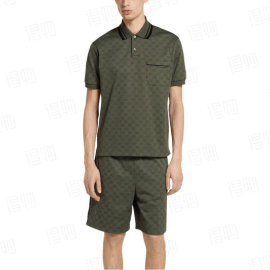 260106 New high-quality full-print plain weave jacquard suit T-shirt