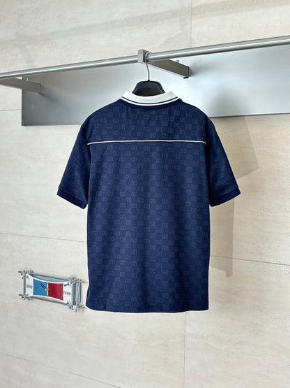 260106 New high-quality full-print plain weave jacquard suit T-shirt