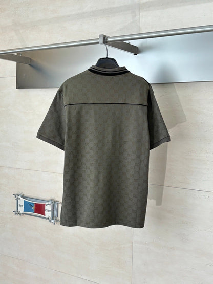 260106 New high-quality full-print plain weave jacquard suit T-shirt